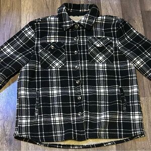 Women's Black and White Plaid Button Down Shirt